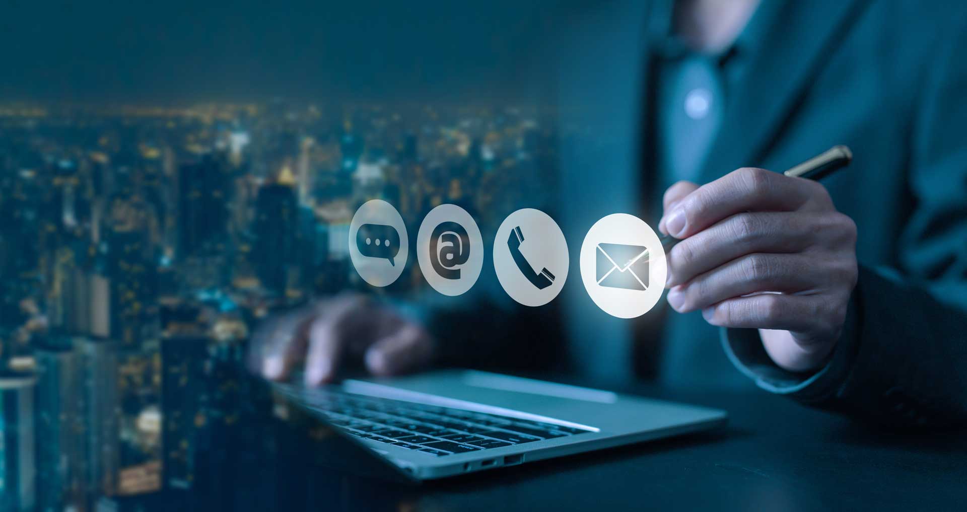 A-man-types-email-pictogram